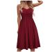 Summer Dresses for Women 2023 Sleeveless Beach Dress A Line Sundresses Spaghetti Strap Maxi Dress with Pockets Wine XX-Large