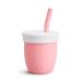 Munchkin C est Silicone! Open Training Cup with Straw for Babies and Toddlers 6 Months+ Ideal Transition Sippy Cup Free Flow Sippy Cup to Straw Cup for Baby and Toddler weaning 4oz / 120ml Coral Coral Straw Cup