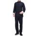Men's Linen Kung Fu Suit Traditional Chinese Martial Art Uniform Long Sleeve Mandarin Jacket Pants Tai Chi Set Black Large