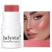 Julystar Makeup High Gloss Bronzing Red Pearl Powder Blush Cream Powder Blush Monochrome Matte Powder Blush (04#)