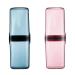 2pcs Travel Toothbrush Toothpaste Case with Cup Portable Business Trips Wash Cup Holder Organizer for Trips and Daily Use (Bule+Pink)