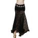 ZLTdream Retro Jacquard Lace Belly Dance Slit Skirt with Comfort Underwear Safety Pants Medium Black