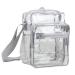 Eastsport Stadium Approved Clear Bag w/Adjustable Crossbody Strap 12 x 10 x 6  See Through Transparent Messenger Bag Light Gray