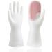 2024 New Silicone Dishwashing Gloves Waterproof Household Dishwashing Cleaning Rubber Gloves Warm Insulation Reusable Pink
