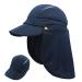 LLmoway Men Women Safari Fishing Sun Cap with Removable Neck Flap Quick Dry Hats Navy Blue