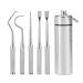 5-PCs stainless steel toothpick cartridge reusable metal toothpick portable toothpick tooth cleaner dental care kit stainless steel toothpick cleaning tooth hooks