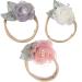 Geyan 2 piece of hair cable hair tie Multi-colored flower ponytail holder for girls personalized flowers elastic hair bands hair jewelry for weddingay (white+gray+pink)