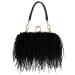 Women Ostrich Feather Tote Bag Fluffy Purse Clutch Feather Evening Handbag for Wedding Anniversary Party Black