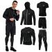 MEETYOO mens 5pcs Men's Compression Sets Pants Long Sleeve Shirt Athletic Shorts Running Jacket Black Small