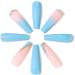 Brishow Coffin False Nails - Long Blue Flower Fake Nails | 24pcs Ballerina Acrylic Stick on Nails for Women and Girls - Buy Online on GoSupps.com