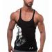 YeeHoo Men's Gym Stringer Tank Tops Y-Back Workout Muscle Tee Sleeveless Fitness Bodybuilding T Shirts Black-a Large