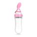 Silicone Squeeze Bottle Spoon Baby Feeding Cereal Rice Supplement with Dispensing Feeder Food Dispensing Spoon Infant Newborn Toddler Food Supplement Set- 90ml Pink