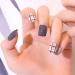 MENILITHS 24pcs Gray and White False Nail with Gray Line Acrylic Artificial Full Fake Nails Nail Art Tips with Adhesive Tab for Women and Girls - Buy Online on GoSupps.com