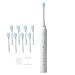 KratOz Electric Toothbrush with 8 Brush Heads Smart Timer IPX7 Soft Bristles Toothbrush 6 Cleaning Modes Lasts 60 Days for Travel Home (Color : White)