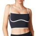 Move With You Sleeveless Spaghetti Strap Padded Sports Bra Tank Tops Square Neck Double Layer Workout Fitness Basic Crop Tops Black Small