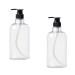 2 pieces 500 ml 17 ounce empty refillable transparent plastic pump bottle with white pump head shampoo shower gel toilet items container glass pot shower bathroom accessories