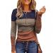 Long Sleeve Shirts for Women, Women's Long Sleeve Tops Trendy Casual Fall Henley Shirts Button Down Blouses Ribbed T Shirts Large Orange