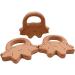Wendysun 10pcs Cartoon Wood Teether Baby Teething Nursing Toy - Animal Cookies Shape, Natural Beech Teether for DIY Pendant - Buy Online on GoSupps.com