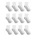 Hanes Boys' Socks, Double Tough Cushioned Ankle and No Show, 12-Pair Packs Ankle Medium White/Grey Bottom