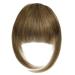 BUYOGET Clip in Fringe Human Hair Extension Light Brown Straight Remy Fringe Clip on Bangs Hair Clip for Women Girls
