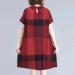 Red Plaid Print Knee-Length Summer Dress with Pockets - XX-Large - Buy Online on GoSupps.com