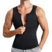 Eleady Men's Compression Shirt Undershirt Slimming Body Shaper Athletic Workout Shirts Tank Top Sport Vest with Zipper Large Black