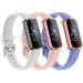 3 Pack Bands for Fitbit Luxe Bands with Screen Protector Case Soft Silicone Sport Replacement Wristbands Strap for Fitbit Luxe Women Large White+Pink+Violet