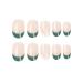 24Pc Short Glossy Almond Design Press on Nails - French Green False Nails Kit with Glue - Oval Green White Nail Tips - Buy Online on GoSupps.com