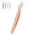 JCC Stainless Steel Eyelash Extension Tweezers Supplies Tweezers for Lash Extension Remover 1 PCS Curved Tweezers for Eyelash Holder (Rose Gold)