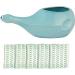 Ancient impex Ceramic Neti Pot Without Handle for Nasal Cleansing with 5 Sachets Neti Salt Sky Blue Color Holds 300 Ml (10.14 Fl Oz) Capacity