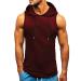 Amussiar Men's Workout Hooded Tank Tops Bodybuilding Muscle T-Shirt Sleeveless Gym Hoodies XX-Large Wine Red