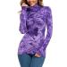 Womens Long Sleeve/Sleeveless Mock Turtleneck Stretch Fitted Underscrubs Layer Tee Tops D39983 Violet Purple Small
