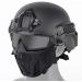 Combination of Full Face Tactical Mask with Goggles and Tactical Airsoft Paintball ACH Helmet for Airsoft Paintball CS Games 30*19cm BK