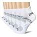 BERING Women's Performance Athletic Ankle Running Socks (6 Pairs) 9-11 White