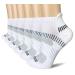 BERING Women's Performance Athletic Ankle Running Socks (6 Pairs) 7-9 White