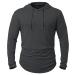 MANSDOUR Men's Athletic Hooded Shirts Long Sleeve Workout Sport Hoodie Casual Running T Shirt Quick Dry Pullover Top Black Large