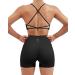 SUUKSESS Women Seamless Workout Sets Strappy Sports Bra High Waist Booty Shorts Outfits 2-4 #1 Black