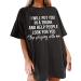 Graphic Tees Women Trendy, Womens Oversized Baggy Crewneck T-Shirt Short Sleeve Loose Fit Graphic Tee Tops A-01-2-dark Gray Small
