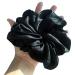 Waterlily 100% Mulberry Silk Oversized Scrunchie 19momme Charmeuse Giant Big Large Hair Ties Scrunchies for Women Soft Natural Headbands (Black)