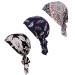 Pre Tied Chemo Head Scarf 3 Packed Beanie Skull Cover Cap for Women (Set6-Long Style) A1-3 Packed
