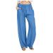 Womens Cotton Linen Baggy Pants Plus Size Loose High Waisted Straight Wide Leg Comfy Beach Pants Athletic Sweatpants B-blue XX-Large