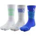 Under Armour Youth Phenom Crew Socks, 3-Pairs Versa Blue Assorted Medium