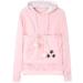 Angel zyj women sweater hoodies with cats dog bag bag dog bag cat sweatshirt sweater hoodie hood hooded cat sweater bags long autumn winter big sizes pink m