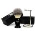 Synthetic (roofs optics) hair-razor brush with black handpiece / base and shaving brush Stand / holder Perfect for good shaving gifts for brothers