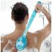 Mumeng back brush with soft fur and massage body brush shower shower brush with a long stem bathing brush for removing dead skin cellulite improves lymph functions (blue)
