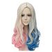 FVCENT 26 Long Loose Curly Mixed Color Cosplay Wig for Women - Harley Quinn Inspired Carnival Costume - Buy Online on GoSupps.com