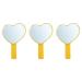 Minkissy Cosmetic Mirror Handheld Heart Shaped Cosmetic Mirror Portable Travel Mirror for Women 3 Pieces (Pink)