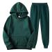 Winter Fleece Sweatsuits for Men: Hoodies Sweatpants Outfit Workout Set Sweatshirts & Joggers Tracksuits,A9 Green X-Large