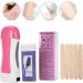 Professional Hair Removal Set - Wax Roller 100g Thermal Wax 5 Wood Spatulas & 100 Paper Strips - Lavender Color - Buy Online on GoSupps.com