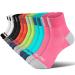 PAPLUS Women's Quarter Compression Socks 6 Pairs, Cushion Running Athletic Sport Ankle Socks with Arch Support Multicolor(6 Pairs) Large-X-Large